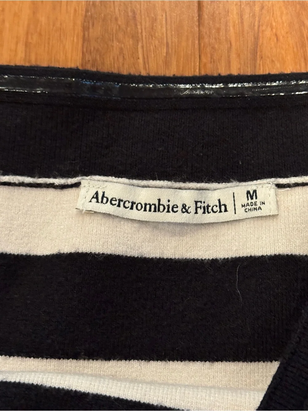 Abercrombie & Fitch Black and White Striped Strapless Midi Dress